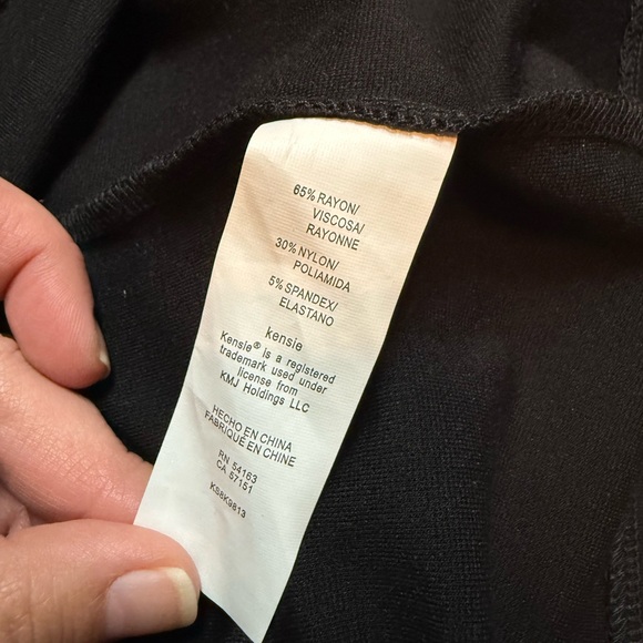 Kensie Black and Beige Striped Peplum Dress, size L - Picture 8 of 9